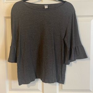 Dark Grey, 3/4 flowy sleeved shirt
